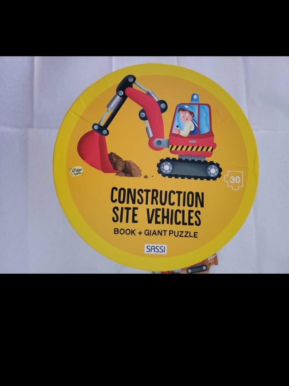 SAS Construction Site Vehicles Book & Giant Puzzle - Yellow, Red, Blue